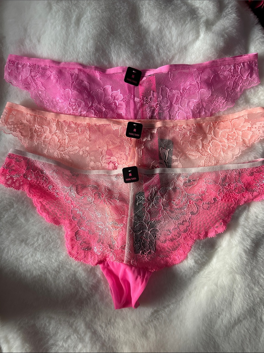 La SENZA Lace Bikini Panty 3-Pack - Hot Pink, Light Pink, Peach